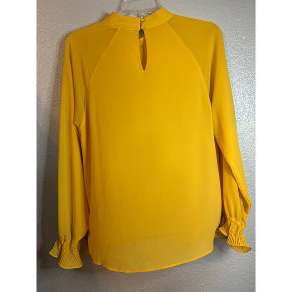 NAKED ZEBRA SUNNY YELLOW LONG SLEEVE BLOUSE SIZE LARGE - Picture 2 of 4